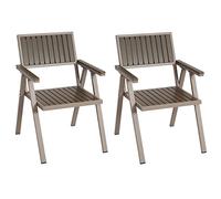 Lot De 2 Chaises De Jardin Hwc-J95, Chaise De Balcon Aluminium Aspect Bois Structure Champagne, Gris Gris