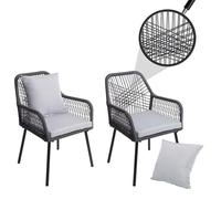 Mendler Lot de 2 chaises de Jardin HWC-O12 Anthracite, Tissu Gris Clair