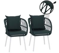 Mendler Lot de 2 chaises de Jardin HWC-Q38 Structure Gris clairs, Rembourrage Vert