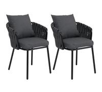 Mendler Lot de 2 chaises de Salle à Manger en Aluminium HWC-P89 Anthracite