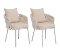 Mendler Lot de 2 chaises de Salle à Manger en Aluminium HWC-P89 crème