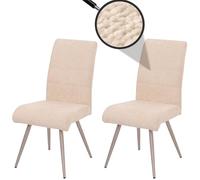 Mendler Lot de 2 chaises de Salle à Manger HWC-G55 Chenille Oeko-Tex crème