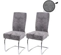 Mendler Lot de 2 chaises de Salle à Manger HWC-G56 Chenille Gris foncé