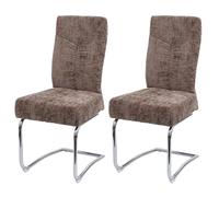 Lot De 2 Chaises De Salle À Manger Hwc-G56, Chaise De Cuisine Cantilever, Métal Tissu/Textile Chenille Marron Multicolore