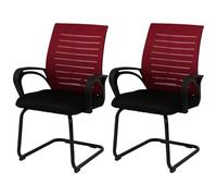 Lot de 2 chaises de salle à manger HWC-K51, chaise avec accoudoirs, tissu/textile (250 g/m²) MVG rouge, piètement noir