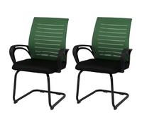 Lot de 2 chaises de salle à manger HWC-K51, chaise avec accoudoirs, tissu/textile (250 g/m²) MVG vert, structure noire