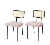 Lot de 2 chaises de Salle à Manger HWC-K88, Fauteuil Chaise, Bois Poly rotin métal bouclé - Tissu/Textile Rose