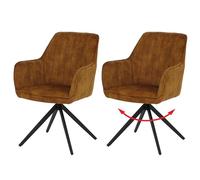 Mendler Lot de 2 chaises de Salle à Manger HWC-L79 440 g/m² Aspect Daim, Jaune Moutarde