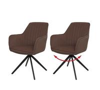 Lot De 2 Chaises De Salle À Manger Hwc-L79, Chaise De Cuisine, Chaise Avec Accoudoirs, Pivotante Auto-Position Tissu/Textile Brun Multicolore
