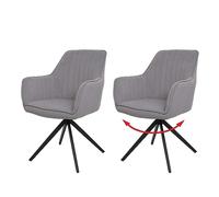 Lot De 2 Chaises De Salle À Manger Hwc-L79, Chaise De Cuisine, Chaise Avec Accoudoirs, Pivotante Auto-Position Tissu/Textile Gris Clair Multicolore
