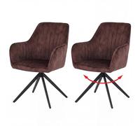 Mendler 2 chaises salle à manger HWC-L79 – velours daim, accoudoirs pivotants, marron terracotta