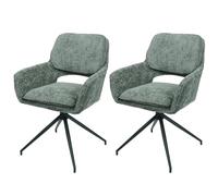 Mendler Lot de 2 chaises de Salle à Manger HWC-N74 Chenille (490g/m²) Öko-Tex MVG Vert
