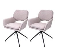 Mendler Lot de 2 chaises HWC-N74 MVG – pivotantes Auto-Return, tissu bouclé Oeko-Tex beige