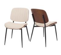 Mendler Chaises de salle à manger HWC-O44 aspect noyer – lot de 2, blanc