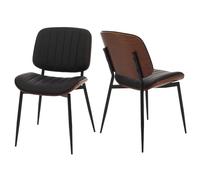Lot de 2 chaises de salle à manger HWC-O44, chaise de cuisine, bois courbé simili-cuir Oeko-Tex MVG aspect noyer, noir