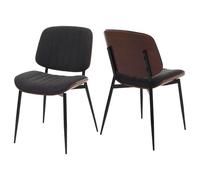 Lot de 2 chaises de salle à manger HWC-O44, chaise de cuisine, tissu en bois courbé (370g/m²) Öko-Tex MVG aspect noyer, gris foncé