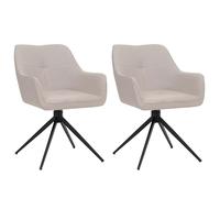 Lot de 2 chaises de salle à manger HWC-O47, chaise de cuisine avec accoudoirs, tissu 270 g/m² blanc crème