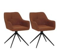 Mendler Lot de 2 chaises de salle à manger HWC-O47 tissu 270 g/m² pivotantes terre-cuite