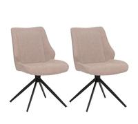 Mendler Lot de 2 chaises de Salle à Manger HWC-O48 Chenille (320 g/m²) Öko-Tex Beige