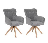 Lot de 2 chaises de salle à manger HWC-Q35, chaises de cuisine avec accoudoirs pivotants et retour automatique, tissu chenille (680 g/m²) et bois MVG gris