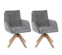 Lot de 2 chaises de salle à manger HWC-Q36, chaise de cuisine, pivotante, tissu chenille (680 g/m²), certifiée Oeko-Tex, bois MVG gris