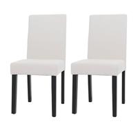 Lot de 2 chaises de Salle à Manger Littau, Chaise de Cuisine à Dossier Haut, Tissu/Textile Velours Bois - crème, Pieds foncés