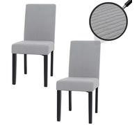 Lot De 2 Chaises De Salle À Manger Littau, Chaise De Cuisine À Dossier Haut, Tissu/Textile Velours Bois Gris Clair, Pieds Foncés Multicolore