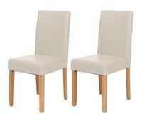 Mendler Lot de 2 chaises de Salle à Manger Littau - Cuir, Blanc, Pieds clairs