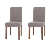 Lot De 2 Chaises De Salle À Manger Littau, Chaise De Cuisine À Dossier Haut, Tissu/Textile Chenille Bois Gris Clair, Pieds Couleur Naturelle Multicolore
