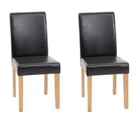 Mendler Lot de 2 chaises de séjour Littau - Cuir reconstitué Noir, Pieds clairs