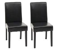 Mendler Lot de 2 chaises de séjour Littau - Cuir reconstitué Noir, Pieds foncés