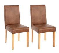 Mendler Lot de 2 chaises de séjour Littau - Simili-Cuir, Aspect Daim Marron, Pieds clairs