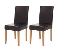 Mendler Lot de 2 chaises de séjour Littau - Simili-Cuir, Marron, Pieds clairs