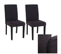 Mendler Lot de 2 chaises de séjour Littau - Tissu Noir, Pieds foncés