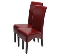 Lot De 2 Chaises Latina, Salle À Manger, Cuir Reconstitué Rouge, Pieds Foncés Multicolore