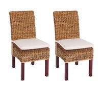 Mendler Lot de 2 chaises M69, Banane tressée - Pieds Marrons, avec Coussins