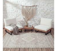 Mendler Lot de 2 fauteuils Lounge HWC-H54 Marron, Rembourrage Blanc crème