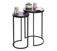 Lot De 2 Tables D'appoint Hwc-K46, Table Basse Table De Salon, Aspect Marbré Mvg-Certifié Mdf Noir-Noir Noir