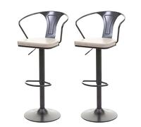 Lot De 2 Tabourets De Bar Hwc-H10b, Réglables En Hauteur, Accoudoirs Pivotant Vintage Noir-Crème Multicolore