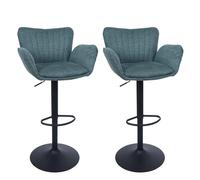 Mendler Lot de 2 tabourets de Bar HWC-M67 Verts avec Pied Noir