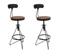 Mendler Lot de 2 tabourets de Bar HWC-N18 Brun Structure Noire
