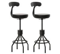 Lot De 2 Tabourets De Bar Hwc-N22, Chaise De Bar, Hauteur Réglable Pivotant Repose-Pieds, Acier Industriel Similicuir Noir Multicolore