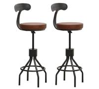 lot de 2 tabourets de bar HWC-N22, chaise de bar, hauteur réglable pivotant repose-pieds, acier industriel similicuir ~ brun