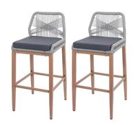 Mendler Lot de 2 tabourets de Bar Rope HWC-O21 Gris Clair, Coussin Gris foncé