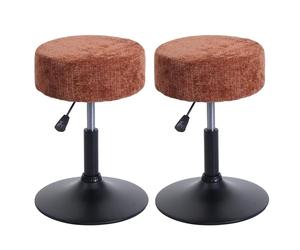 Mendler Lot de 2 tabourets HWC-C22 Chenille Terre Cuite