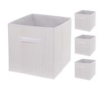 Mendler Lot de 4 boîtes Pliantes HWC-C21, Corbeille de Rangement Boîte de tri Boîte de Rangement, Bambou 32x32x32cm - Blanc