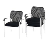 Mendler Lot de 4 chaises de conférence Tulsa empilable Noir