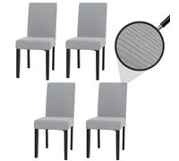 Lot de 4 chaises de Salle à Manger Littau, Chaise de Cuisine à Dossier Haut, Tissu/Textile Velours Bois - Gris Clair, Pieds foncés