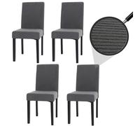 Mendler Lot de 4 chaises de Salle à Manger Littau Cordon de Bois Gris foncé, Pieds foncés