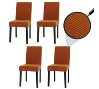 Lot de 4 chaises de salle à manger Littau Cordon de bois terracotta, pieds foncés